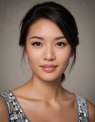 Fototapeta premium Professional Asian Business Woman Headshot with Warm Smile