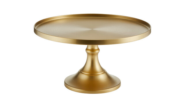 Gold cake stand on white background isolated decorative isolated on a transparent background