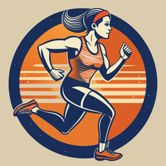 Retro 90s inspired vector art of a woman with bold colors and dynamic shapes, capturing a fun and energetic vintage vibe.