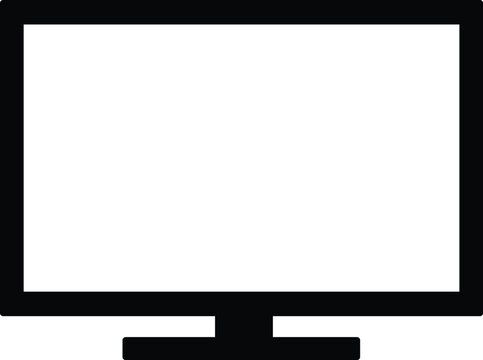 Black outline of flat screen computer monitor on white background display technology