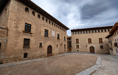 Fototapeta premium Aliaga House and Castellot House in the historic center of Mirambel, Teruel, Aragon, Spain