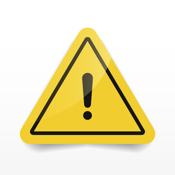 Caution icon, exclamation mark, warning signs. Isolated attention triangle symbol on white background. Warning alert error concept with black yellow and red colors.