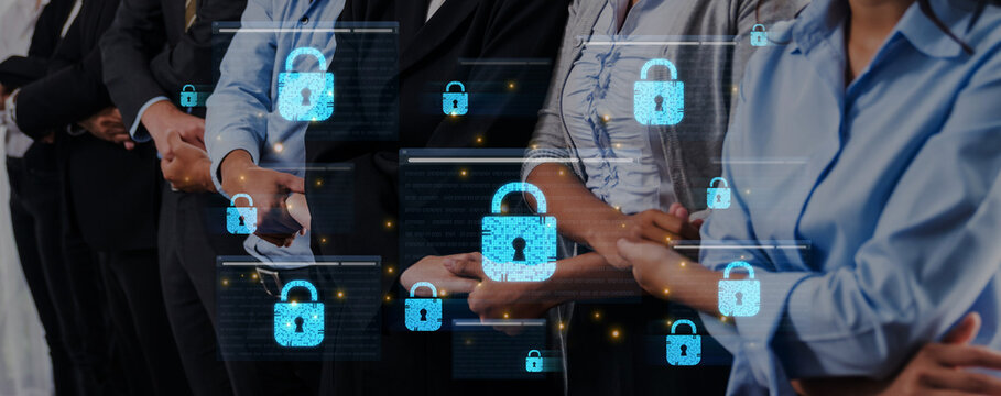 Concept of cybersecurity and a secure network. Multiple layers of data encryption and firewall protection in browsers ensure online privacy and safety from cyber threats. Fermion