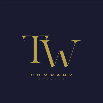 Elegant interlocking TW monogram emblem minimalist abstract logo design suited for luxury branding, fashion, stationery, packaging, corporate identity and creative projects.