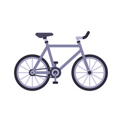 gray bicycle, eco friendly transport, colorful vector flat style illustration
