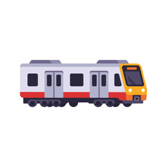 gray subway train, urban public transport, colorful vector flat style illustration
