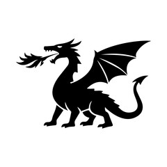 Fototapeta premium Dragon silhouette illustration vector icon Vector illustration on a white background