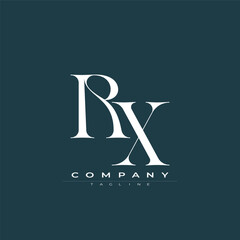 Elegant interlocking RX monogram emblem minimalist abstract logo design suited for luxury branding, fashion, stationery, packaging, corporate identity and creative projects.