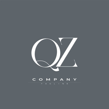 Elegant interlocking QZ monogram emblem minimalist abstract logo design suited for luxury branding, fashion, stationery, packaging, corporate identity and creative projects.