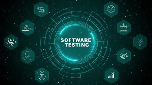 Software testing and quality assurance concept with digital application validation system animation background 4k