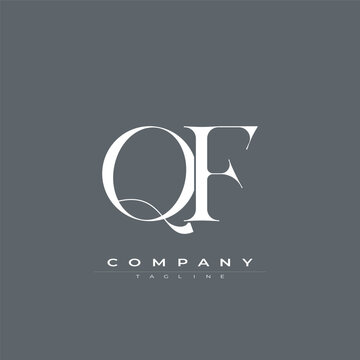 Elegant interlocking QF monogram emblem minimalist abstract logo design suited for luxury branding, fashion, stationery, packaging, corporate identity and creative projects.