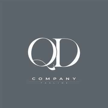 Elegant interlocking QD monogram emblem minimalist abstract logo design suited for luxury branding, fashion, stationery, packaging, corporate identity and creative projects.