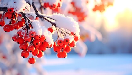 Winters Embrace - Rowan Berries in Snowy Sunlight.