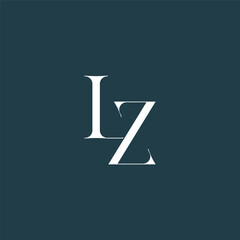 Elegant interlocking LZ monogram emblem minimalist abstract logo design suited for luxury branding, fashion, stationery, packaging, corporate identity and creative projects.