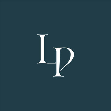 Elegant interlocking LP monogram emblem minimalist abstract logo design suited for luxury branding, fashion, stationery, packaging, corporate identity and creative projects.