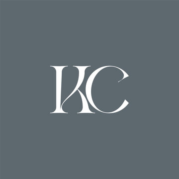 Elegant interlocking KC monogram emblem minimalist abstract logo design suited for luxury branding, fashion, stationery, packaging, corporate identity and creative projects.