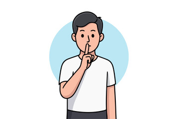 Finger on Lips Cartoon