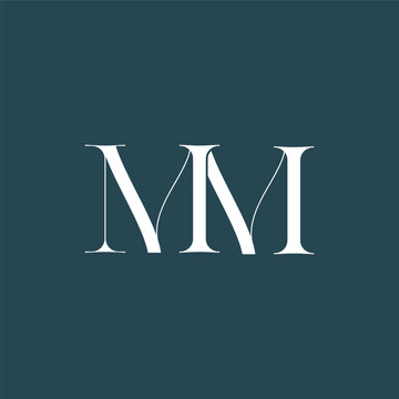 Elegant interlocking MM monogram emblem minimalist abstract logo design suited for luxury branding, fashion, stationery, packaging, corporate identity and creative projects.