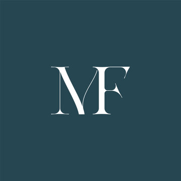 Elegant interlocking MF monogram emblem minimalist abstract logo design suited for luxury branding, fashion, stationery, packaging, corporate identity and creative projects.