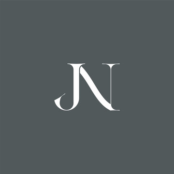 Elegant interlocking JN monogram emblem minimalist abstract logo design suited for luxury branding, fashion, stationery, packaging, corporate identity and creative projects.