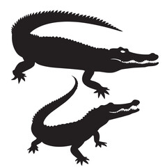 Obraz premium Editable Crocodile Silhouette Vector File