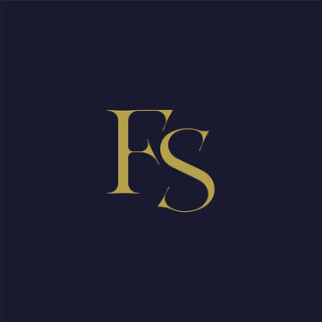 Elegant interlocking FS monogram emblem minimalist abstract logo design suited for luxury branding, fashion, stationery, packaging, corporate identity and creative projects.