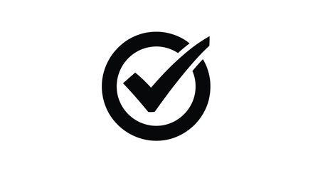 Black checkmark within a circle a simple graphic silhouette