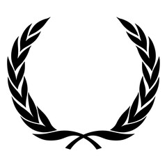 Laurel wreath for the winner. Black and white vector image