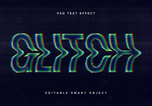 Warped Chrome Glitch Text Effect Mockup