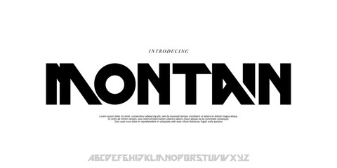 Font vector. Alphabet montain - Sporty and Sharp Decorative Font for Logo Branding