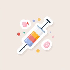Syringe with Easter Eggs, Vaccination and Spring Health Concept