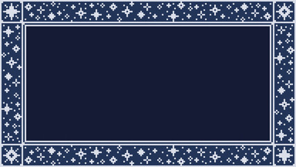 ドット絵　星空風のおしゃれなきらきら飾り枠　フレーム背景装飾　メッセージカード　ピクセル