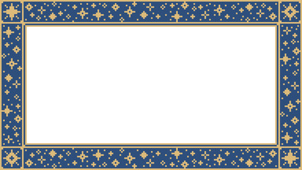 ドット絵　星空風のおしゃれなきらきら飾り枠　フレーム背景装飾　メッセージカード　ピクセル