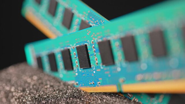 Memory RAM module for PC computers and  Artificial Intelligence AI and data centers. DDR Random Access Memory high demand for AI specific memory and processing. Desktop Computer Hardware.
