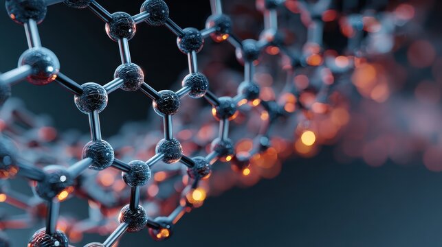 Abstract molecular structure glowing with energy