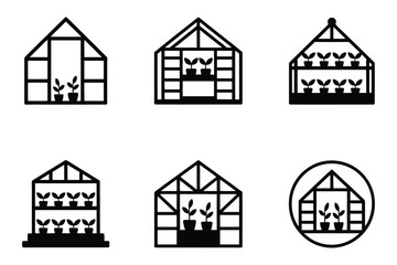 Fototapeta premium Greenhouse and Plant Cultivation Icons