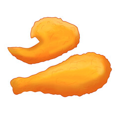 collection of fried chicken thighs and wings without background