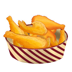 a bunch of crispy fried chicken in a food container