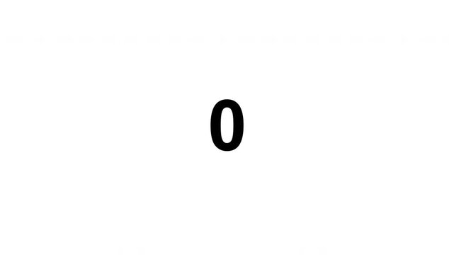 4K countdown animation on white background 5 to 0 seconds.