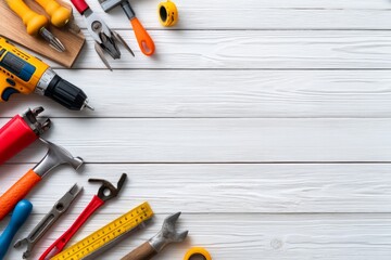 Unique Celebration Theme of Empty Worktable with Variety of Tools