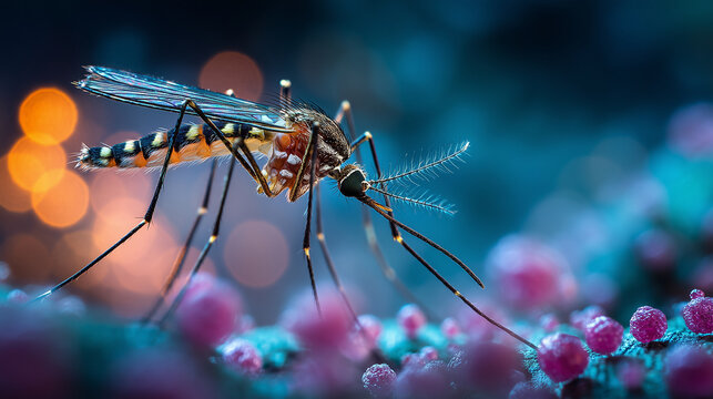 Close up of mosquito feeding &ndash; Chikungunya virus risk concept