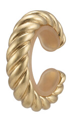 Adjustable ear cuff in brushed brass with a twisted rope texture
