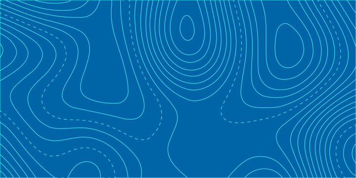 Abstract blue topographic map background with light contour lines organic minimalist terrain texture for water design