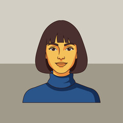 Woman with Bob Haircut Portrait.