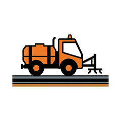 Fototapeta premium Industrial Asphalt Spreader Truck Performing Road Surface Treatment