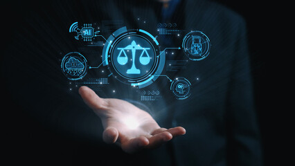 Fototapeta premium AI is transforming society, raising important ethics questions. Ethics in AI design ensures fairness. AI ethics promote responsible decisions. Balancing AI power with strong ethics is essential. Elide