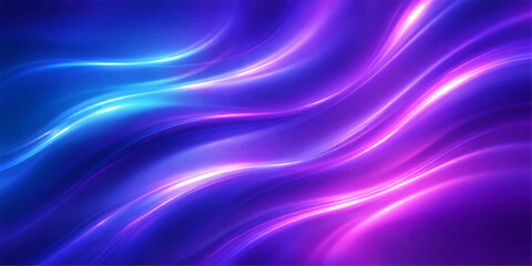 Fototapeta premium Smooth abstract blue background with flowing waves of light and purple silk texture creating a soft motion design