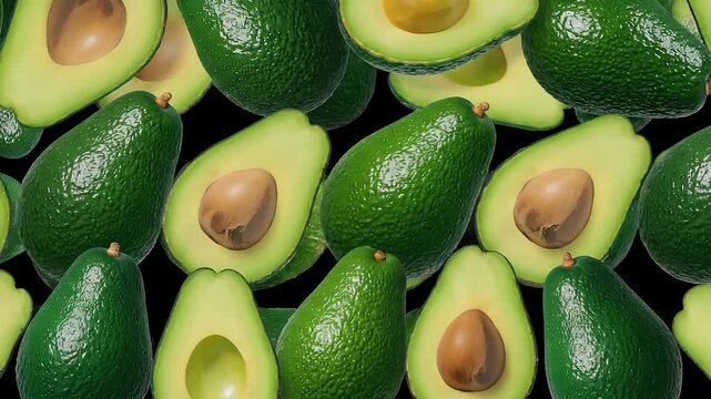 Avocados Halved and Whole Fresh Fruit.