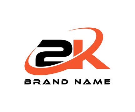 Modern 2K Letter Logo Design with Orange Swoosh &ndash; Creative Brand Identity