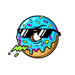 Fototapeta premium Cool donut with sunglasses and lightning bolt graphic